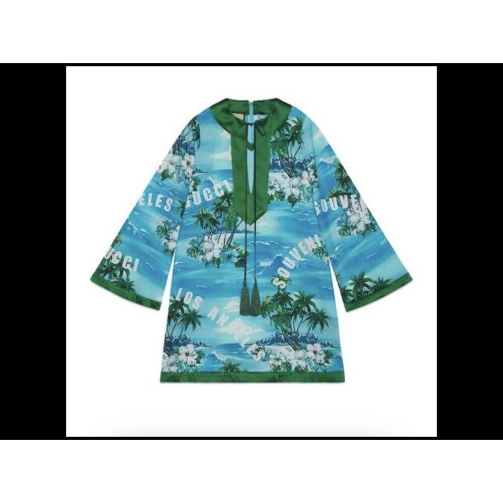 GUCCI LOVE PARADE souvenir from Los Angeles ocean print A LINE DRESS Size 42